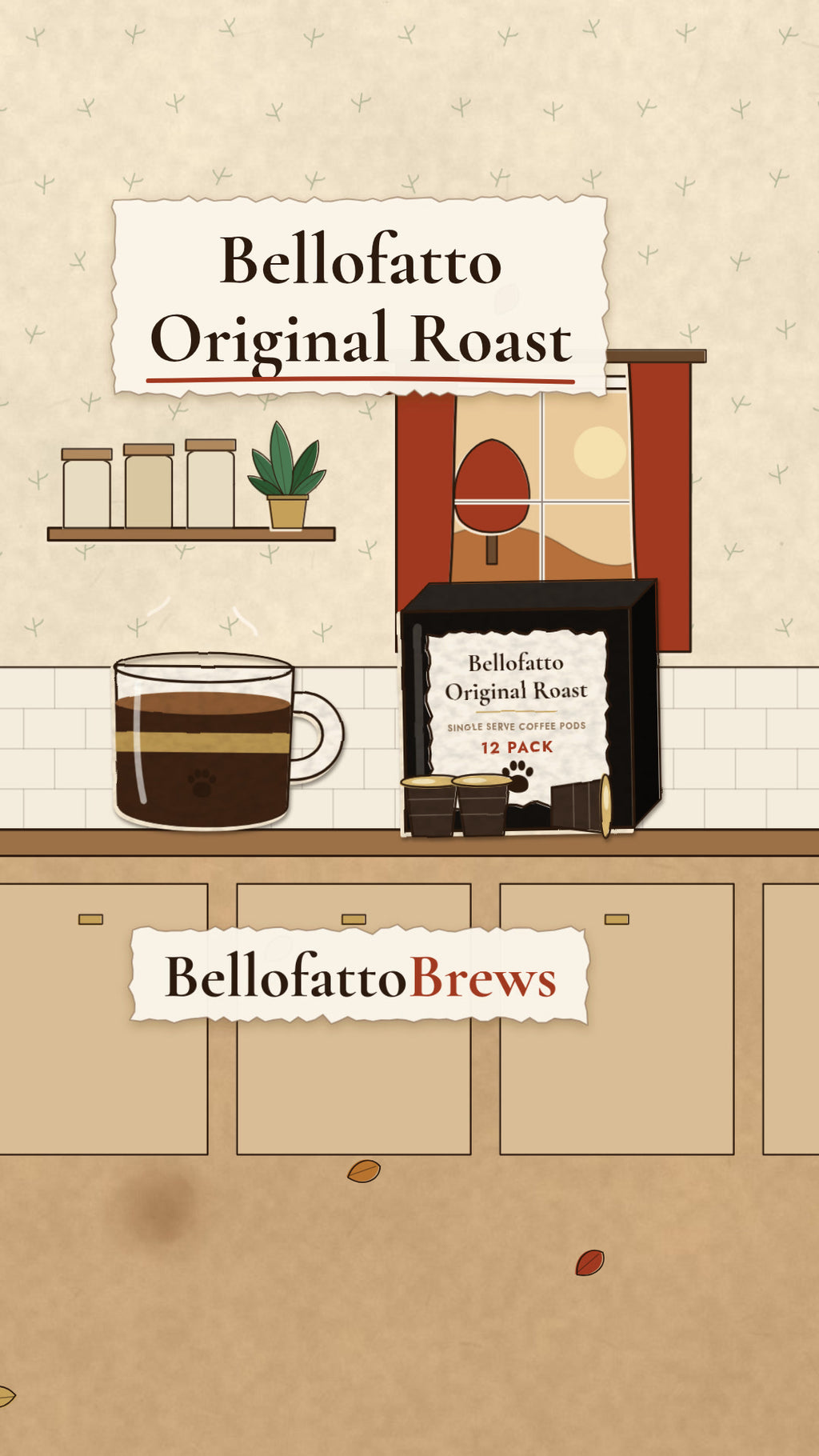 Bellofatto Original Roast | Single Serve Coffee Pods, 12 Pack illustrated hero