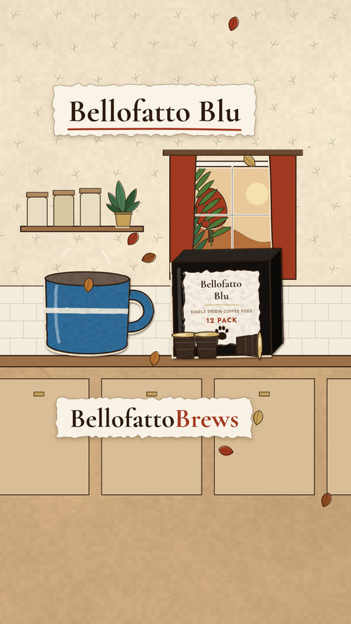 Bellofatto Blu | Bali Single Origin Coffee Pods, 12 Pack illustrated hero