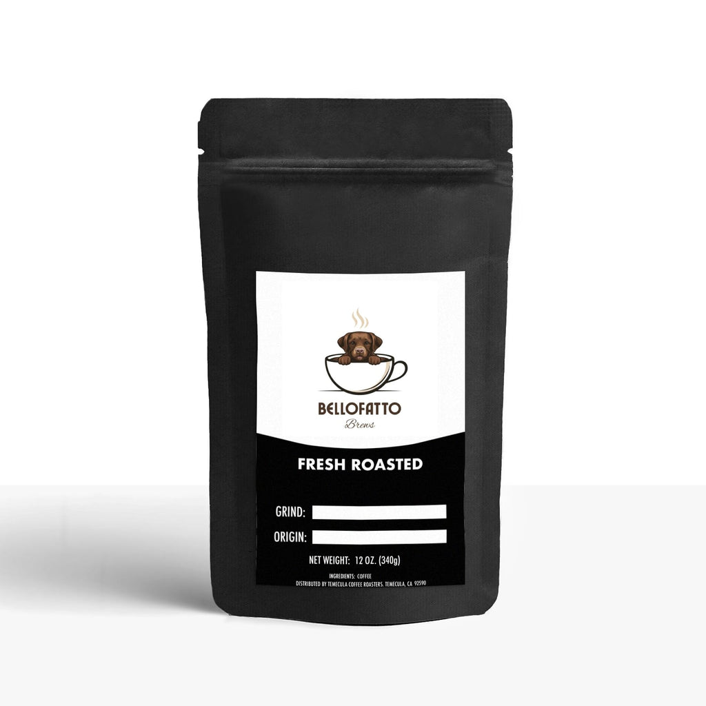 Coarse-ground Bellofatto Freddo Cold Brew coffee in a 12oz bag by Bellofatto Brews, ready for brewing or brewing process.