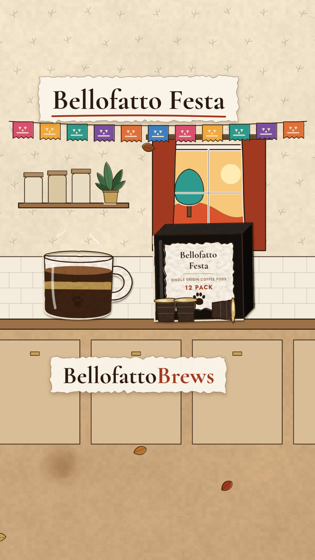 Bellofatto Festa | Mexico Single Origin Coffee Pods, 12 Pack illustrated hero